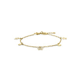 Bratara charm din aur galben cu stele si discuri B137-60331-Z-Y