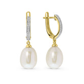 Cercei clip-on din aur galben cu perle lacrimogene și diamante E092-21600E050-PR-Y