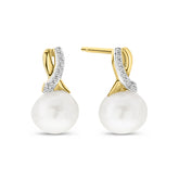 Cercei din aur galben cu perle și diamante E092-34412E019-PR-Y