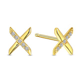 Cercei stud din aur galben cu zirconiu