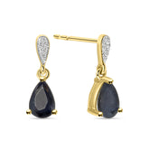 Cercei din aur galben cu safir și diamante E382-E316938-SA-Y