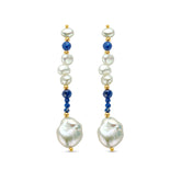 Cercei placati cu aur cu lapis lazuli si perla - 164A0122