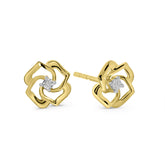 Cercei cu flori din aur galben cu diamante E480-EO180111ADI-YW