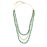 Colier de margele placat cu aur si malachit 163C0155