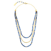 Colier din margele placat cu aur si sodalit 163C0156