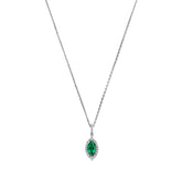 Colier din argint sterling cu zirconiu marquise verde - P18812G