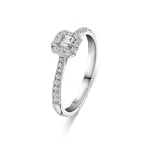 Inel din aur alb cu baghetă și diamante tăiate strălucitor R092-80433R001-W