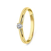 Inel solitar cu diamante din aur galben