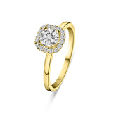 Inel din aur galben cu zirconiu și anturaj R122-I-ISZR0272-FCZ-Y