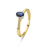 Inel din aur galben cu safir și diamante R138-RG74693-SA-Y