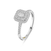 Inel din aur alb cu diamant cultivat în laborator ��� R159-ILS0002-FLG-W