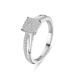 Inel din aur alb cu diamante cultivate în laborator ��� R159-ILS0005-LG-W