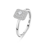 Inel din aur alb cu diamante cultivate în laborator ��� R159-ILS0006-FLG-W