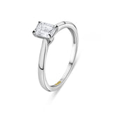 Inel solitar din aur alb cu diamant cultivat în laborator tăiat cu smarald R159-R23YV0759A-LG-W