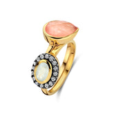 Inel placat cu aur cu jad, calcit si zirconiu 163S0171