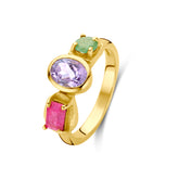 Inel placat cu aur cu pietre colorate 163S0288