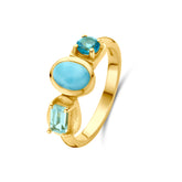 Inel placat cu aur cu Topaz - Larimar - Iolite 163S0289