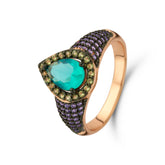 Inel placat cu aur cu zirconiu colorat.