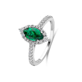 Inel din argint sterling cu zirconiu marquize verde - R18812G