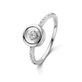 Inel rotund din aur alb cu cristal de safir și diamant R480-RG190047AZZ-W