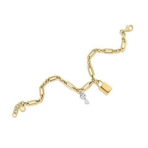 Brățară din aur galben cu închizătoare și cheie din aur alb B122-X3HOB212139-YW