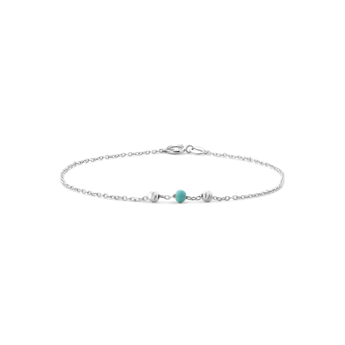 Bratara din aur alb cu email albastru si margele B122-X6FOR6B86613-DC-W