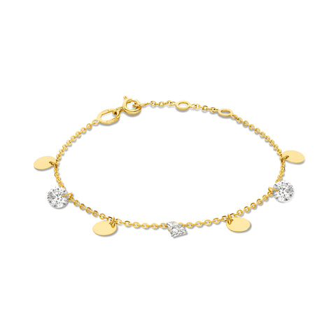 Bratara charm din aur galben cu zirconiu B137-60223-Z-Y