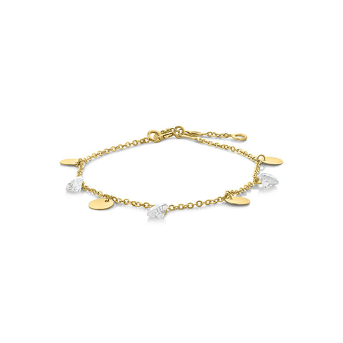 Bratara charm din aur galben cu zirconiu B137-60223-Z-Y