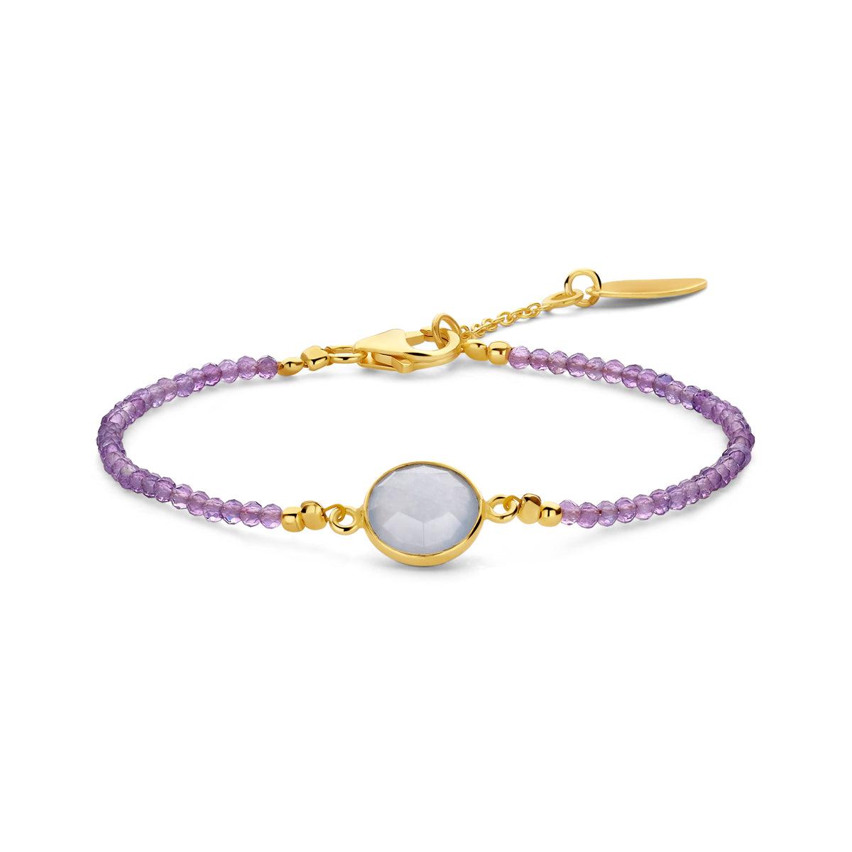 Bratara placata cu aur cu ametist si calcit - 163P0088