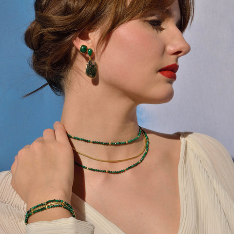 Bratara placata cu margele cu malachit 163P0118