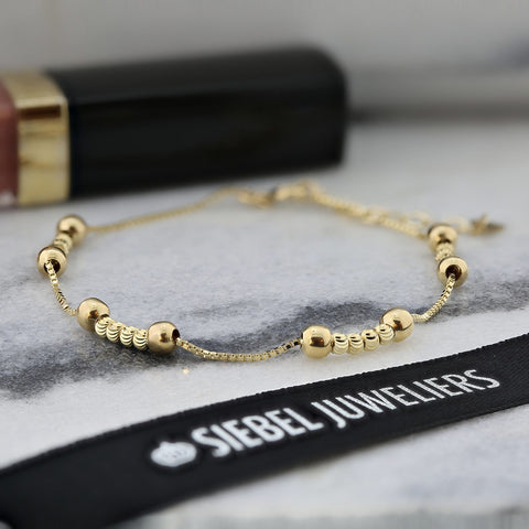 Bratara din aur galben cu margele taiate cu diamant B515-18U30-BCB0021-Y