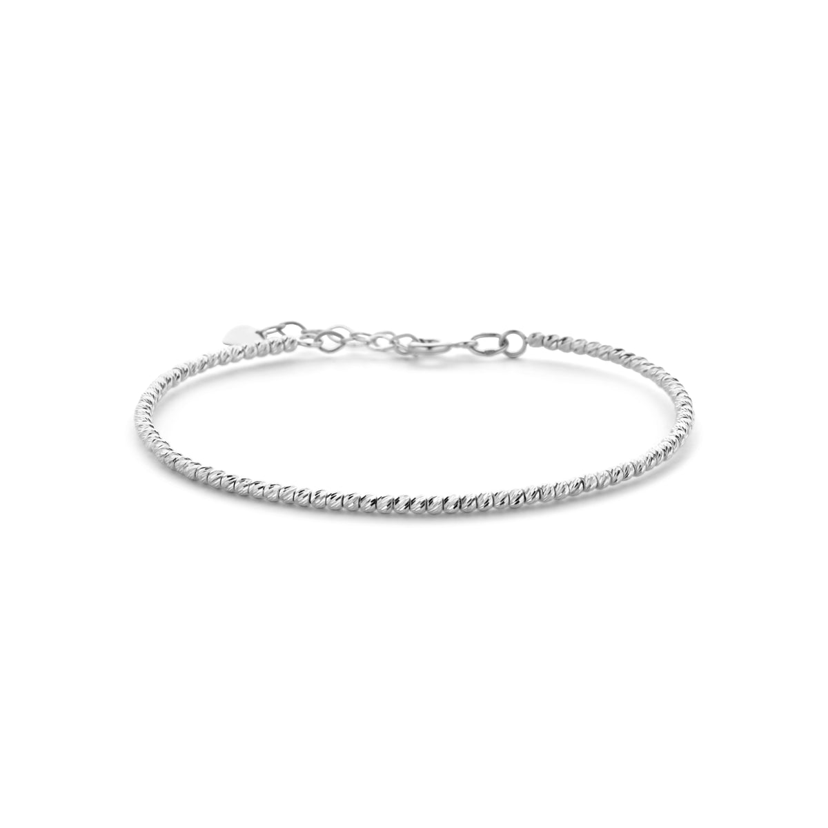 Bratara din aur alb cu margele taiate cu diamant B515-18U30-BNG0008-DC-W