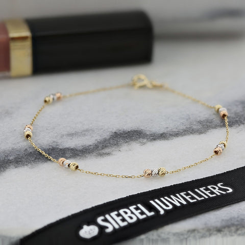 Brățară din aur galben cu margele tricolore tăiate în diamant B515-ZB180003-YWR