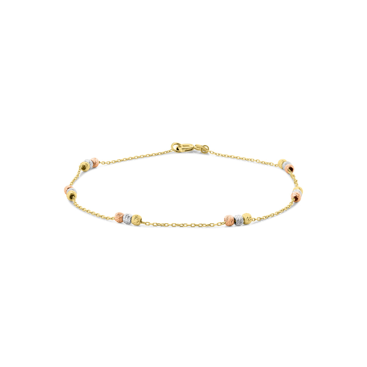 Brățară din aur galben cu margele tricolore tăiate în diamant B515-ZB180003-YWR