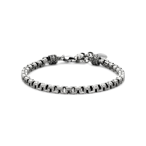 Bratara argintie pentru barbati, lustruita, cu lant interconectat B524-BRUCA103B-220