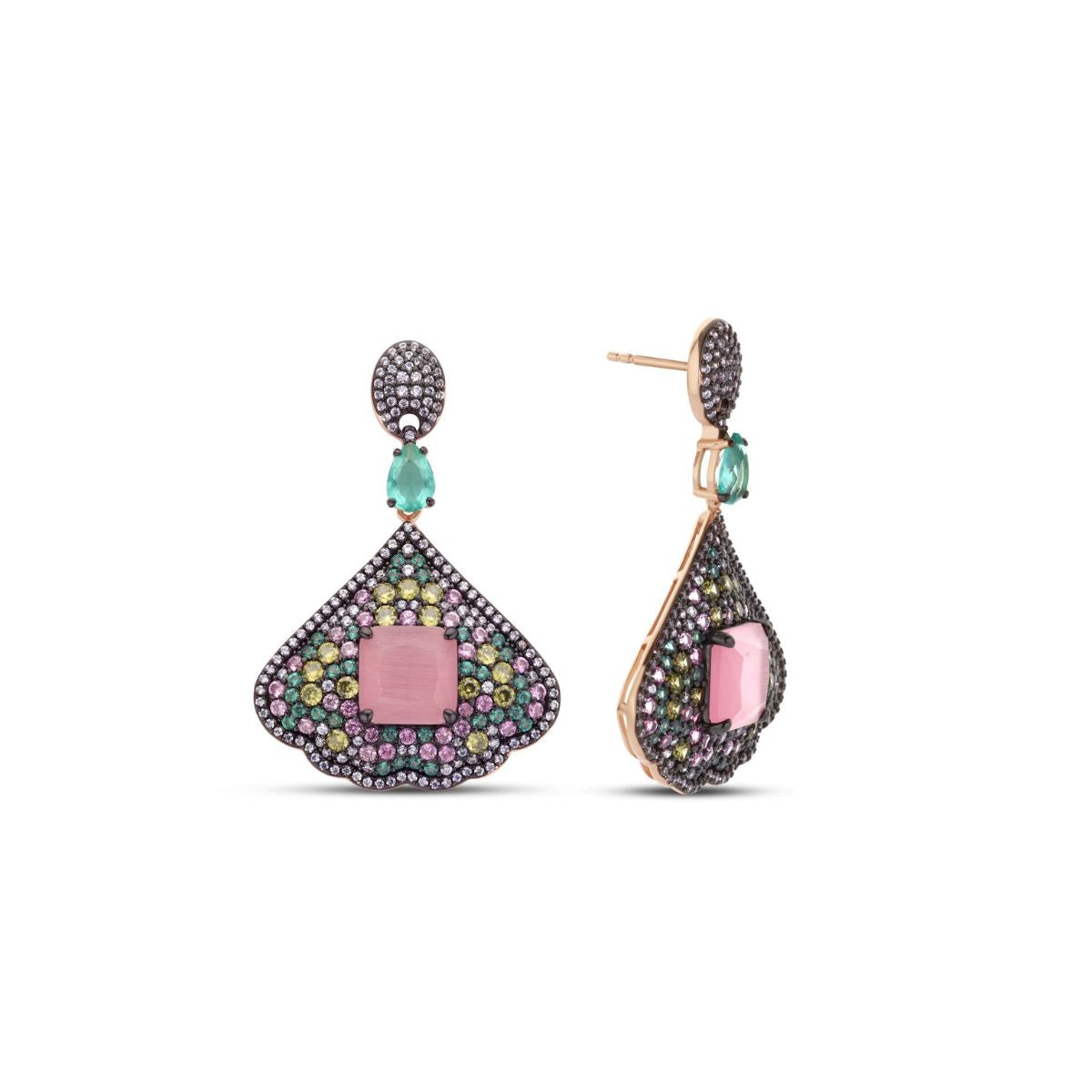 Cercei placati cu aur cu zirconiu colorat - 252A0067