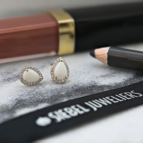 Cercei din aur galben cu opal cmp și diamante E092-50991E059-OP-Y