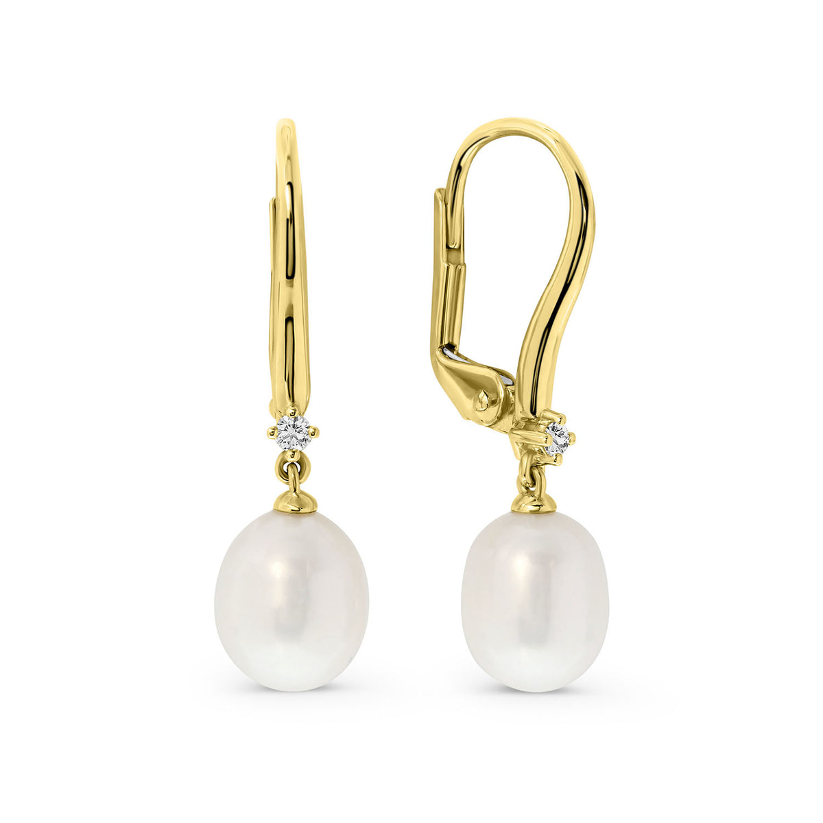 Cercei din aur galben cu perle si diamant E092-55701E001-PR-Y