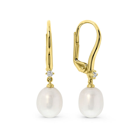 Cercei din aur galben cu perle si diamant E092-55701E001-PR-Y