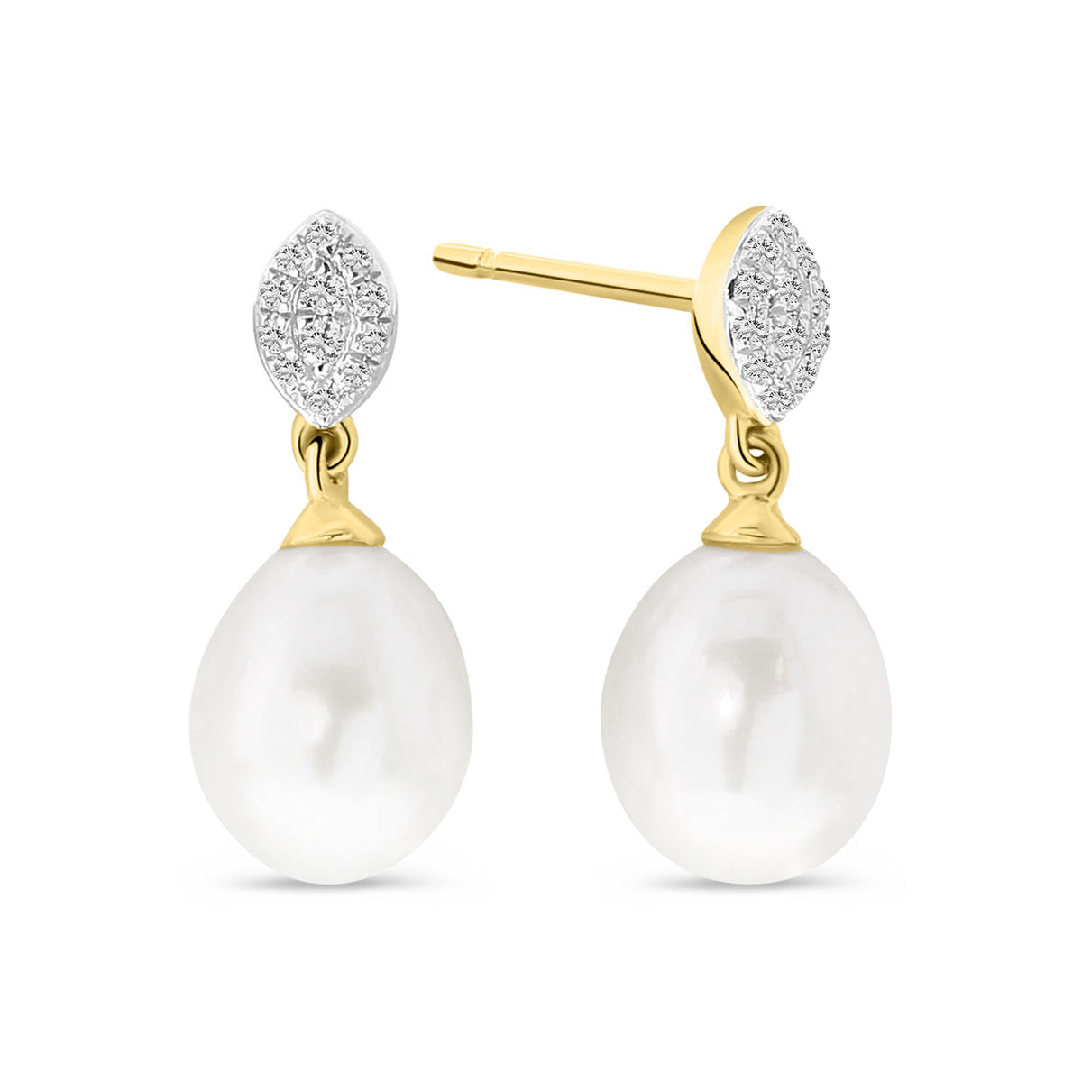 Cercei din aur galben cu perle și diamante E092-55711E016-PR-Y