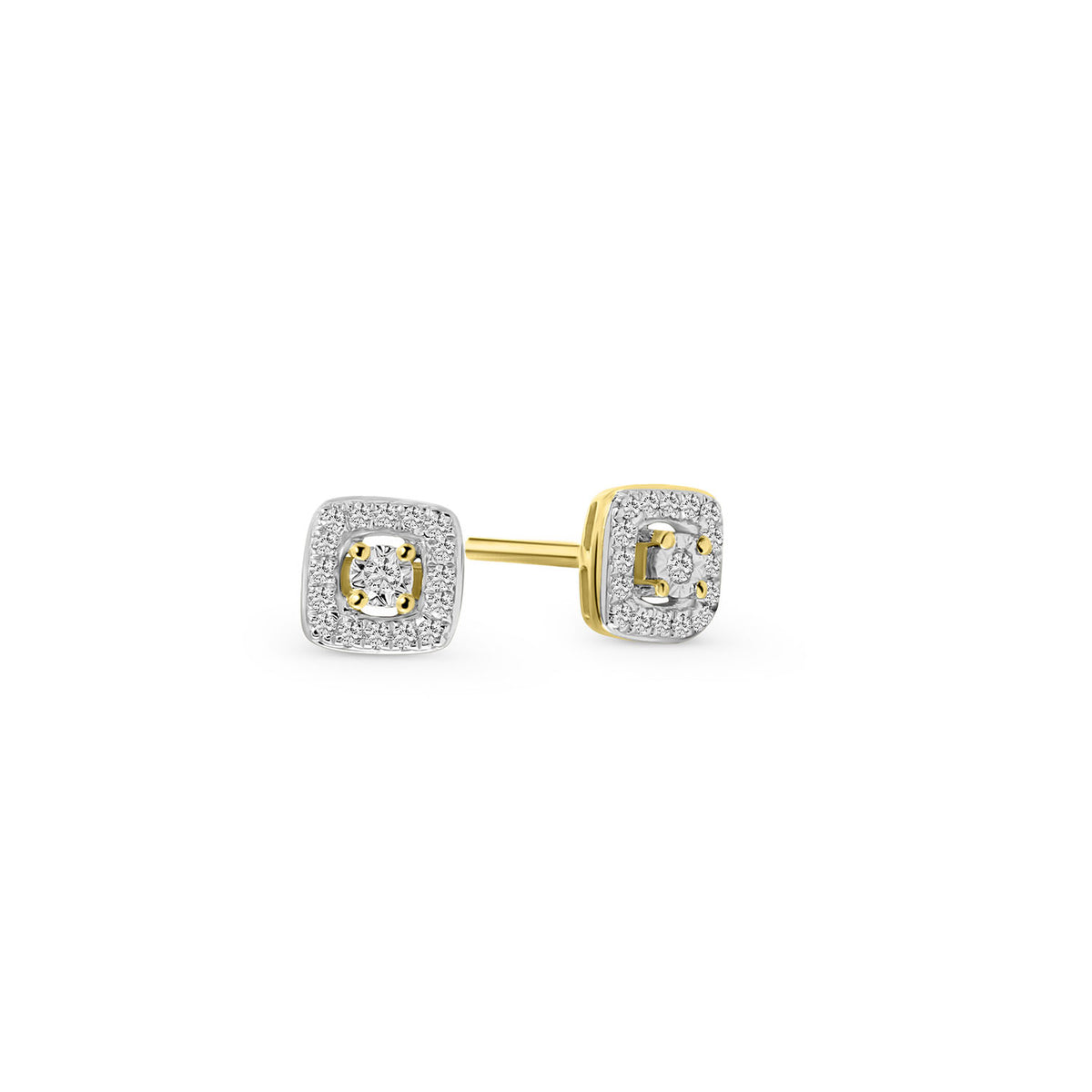 Cercei pătrați din aur galben cu diamante E092-62190E001-YW