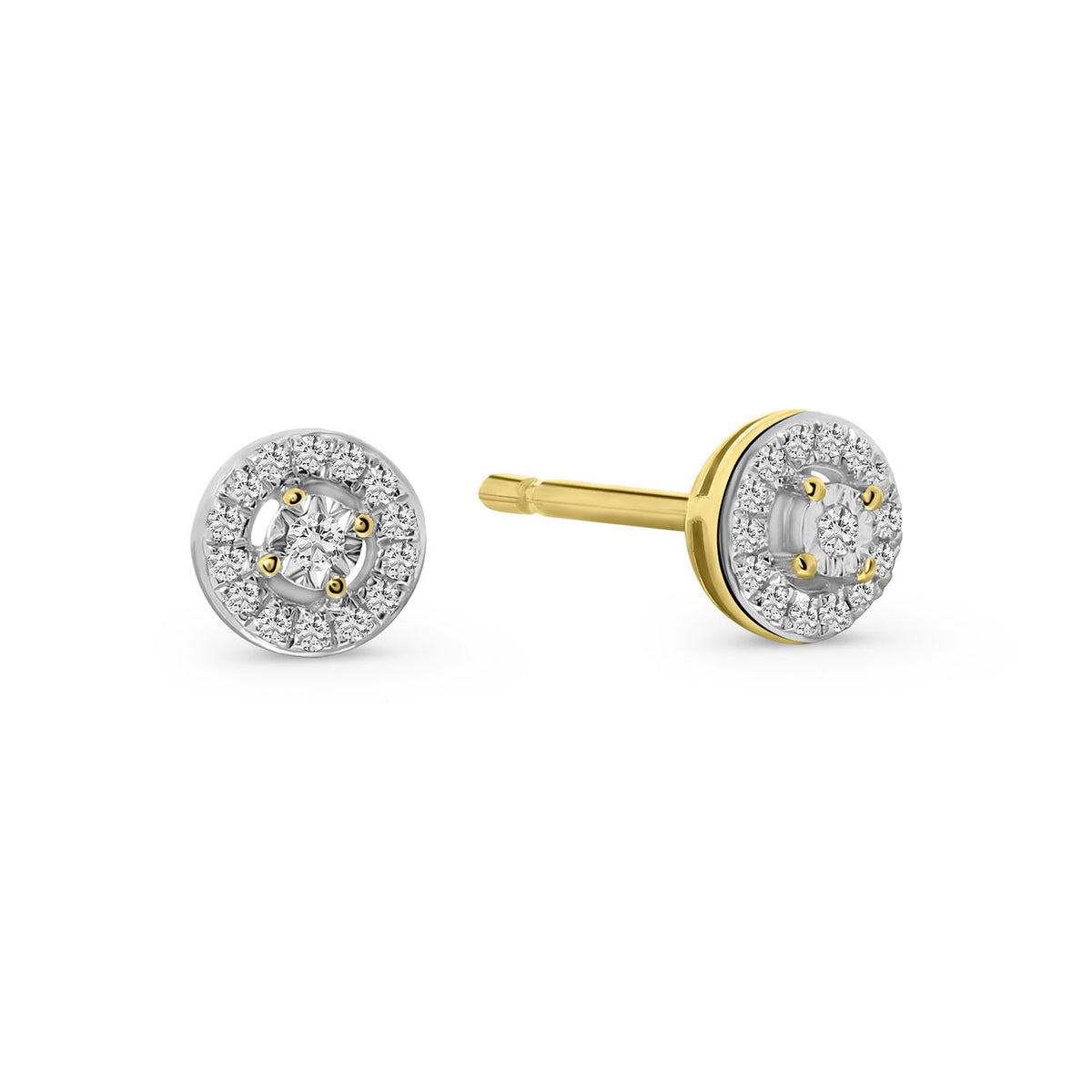 Anturaj de cercei din aur galben cu diamante E092-62191E001-YW