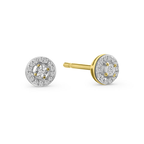 Anturaj de cercei din aur galben cu diamante E092-62191E001-YW