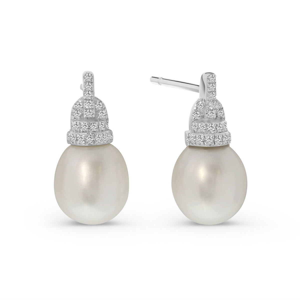 Cercei din aur alb cu perle cu diamante E092-75136E001-W