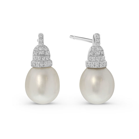 Cercei din aur alb cu perle cu diamante E092-75136E001-W