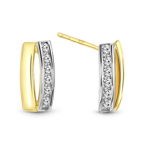 Cercei cu surub din aur galben si zirconiu