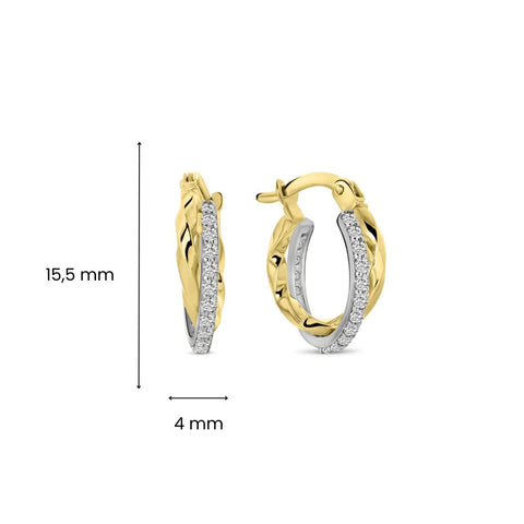 Cercei dubli bicolori cu zirconiu E122-CTE200934-FCZ-YW