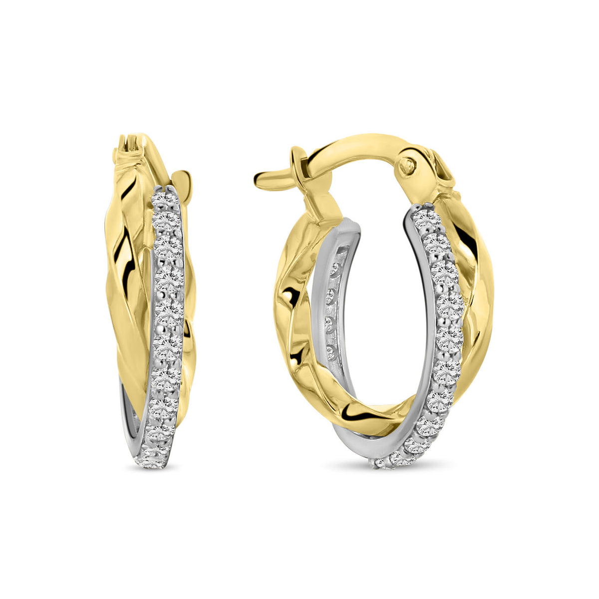 Cercei dubli bicolori cu zirconiu E122-CTE200934-FCZ-YW