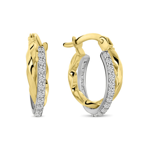 Cercei dubli bicolori cu zirconiu E122-CTE200934-FCZ-YW