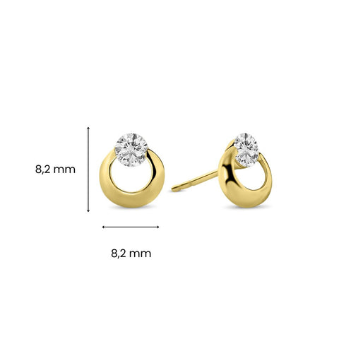 Cercei rotunzi din aur galben cu zirconiu E122-I3CE4922-FCZ-Y